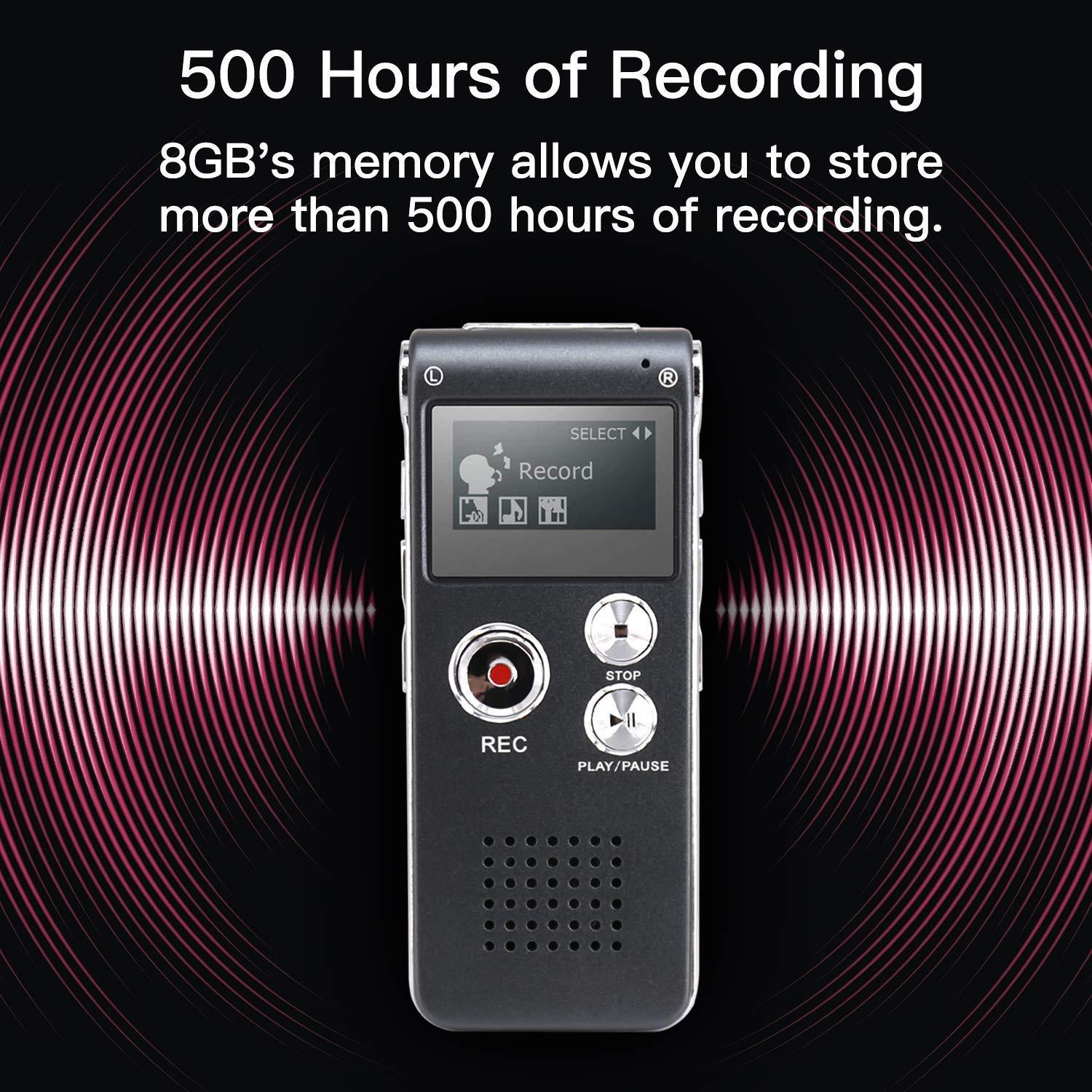 Voice Recorder 8GB Mini Audio Sound MP3 Recorder