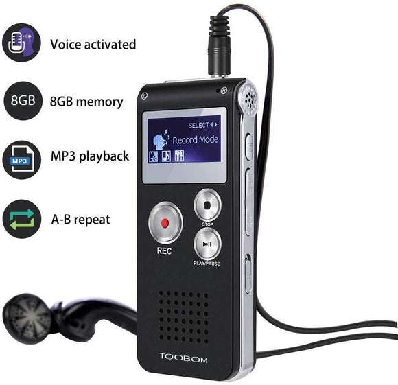 Voice Recorder 8GB Mini Audio Sound MP3 Recorder